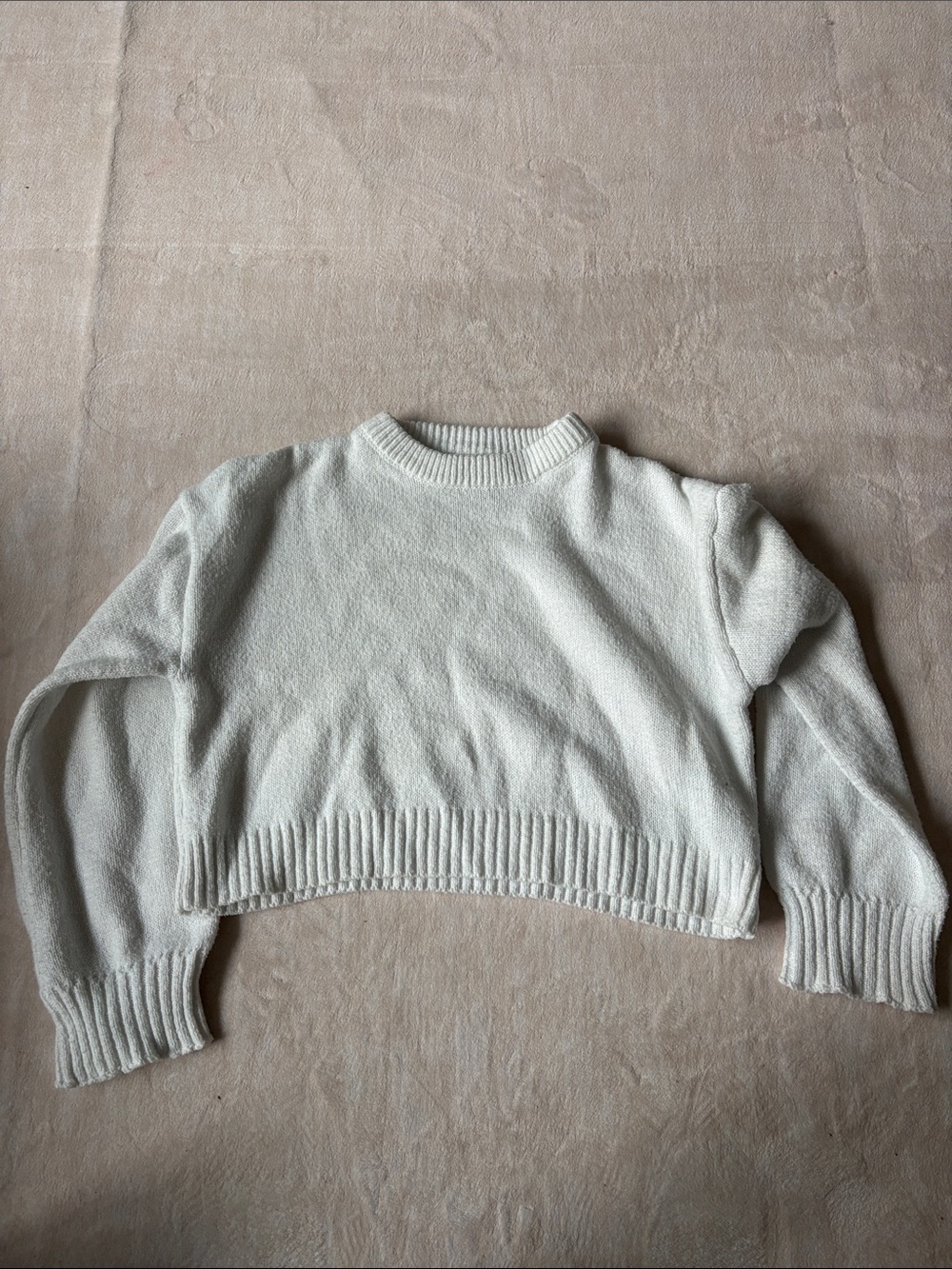 SHEIN Cream Cropped Crewneck Sweater